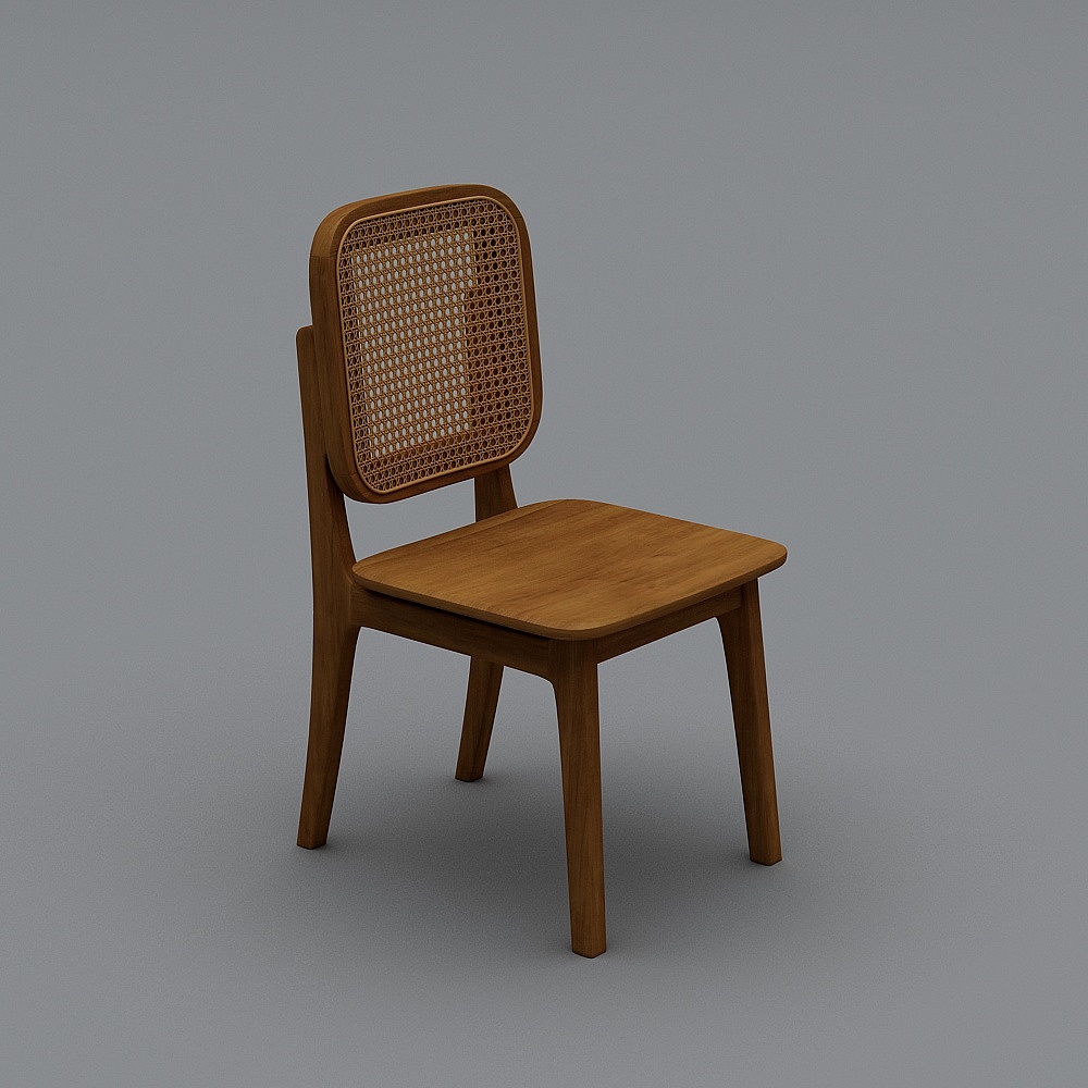 Black Walnut Rattan Dining Chair