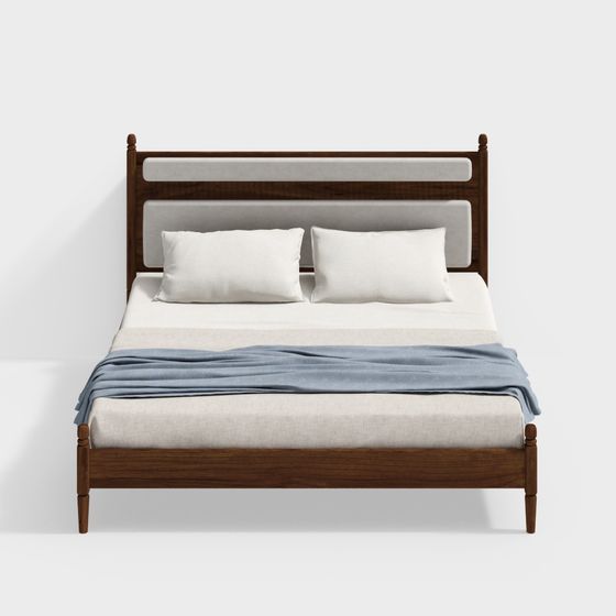 Stylish 3D Bed Model for Modern Interiors