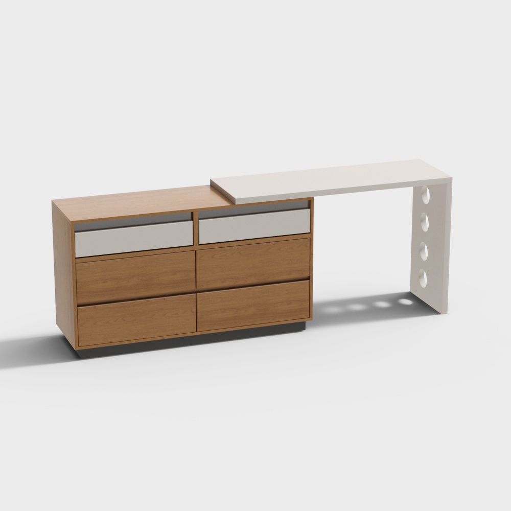 Wooden Chest Attached Extendable Dresser