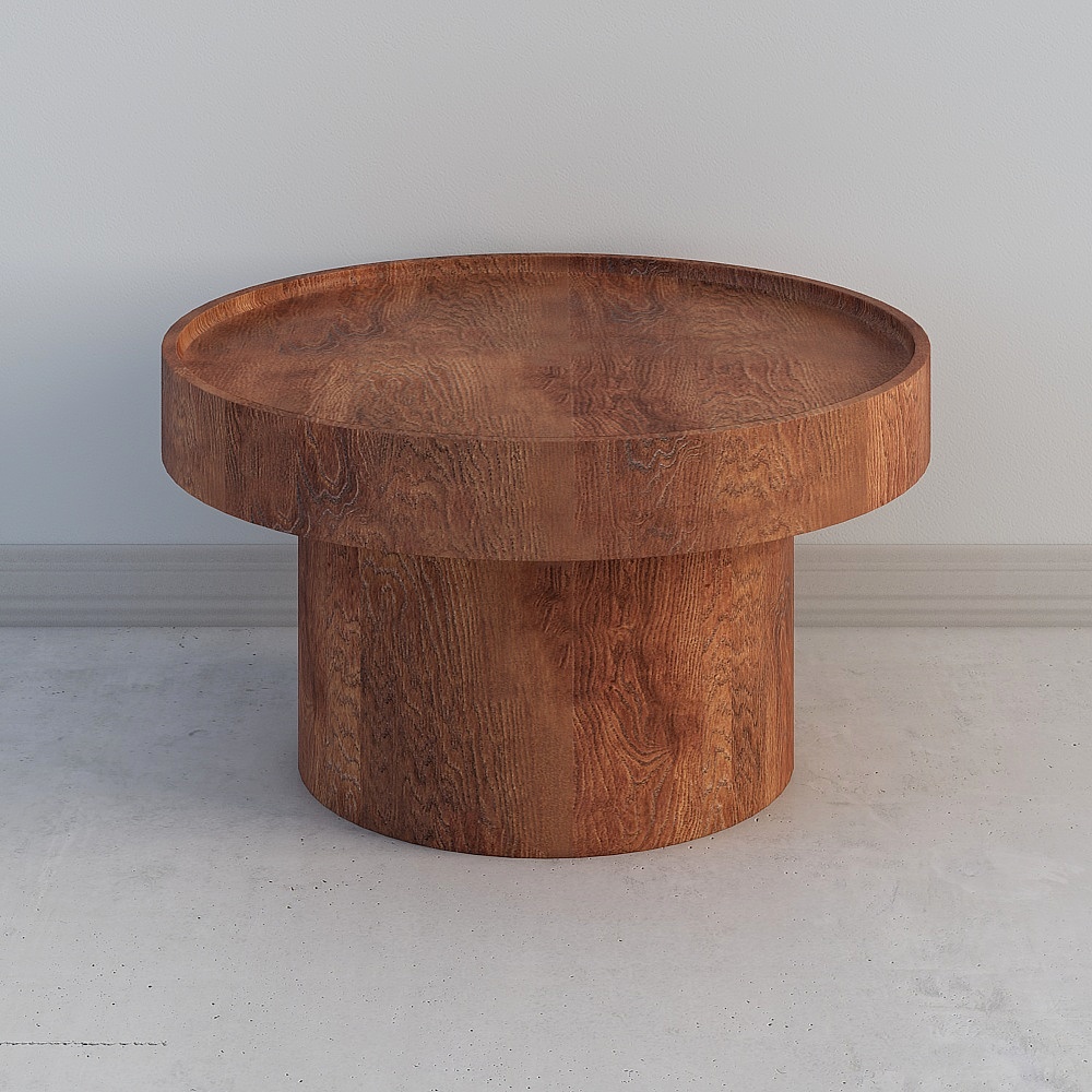 Bàn cạnh chân trụ tròn gỗ tự nhiên