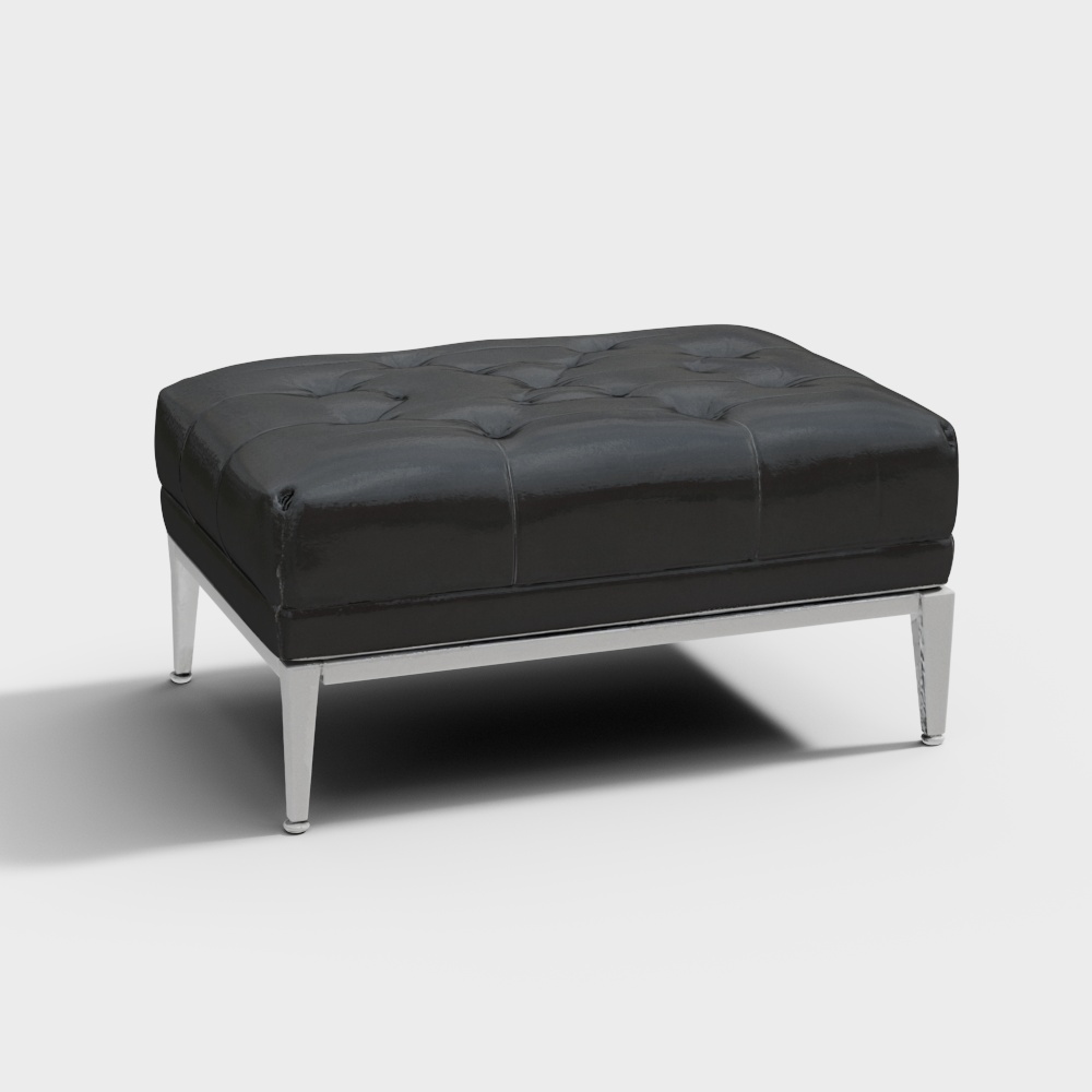 Italia Chesterfield Ottoman With Tufted Seat - Metal