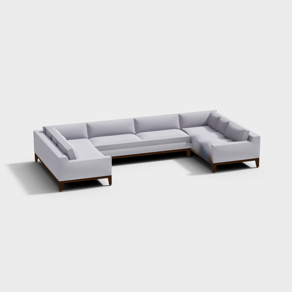 Italia Track Arm U-Sofa Sectional - Oak Base