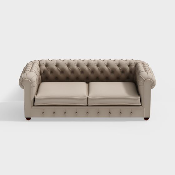 Chic British Style Sofa 3D model for Modern Spaces