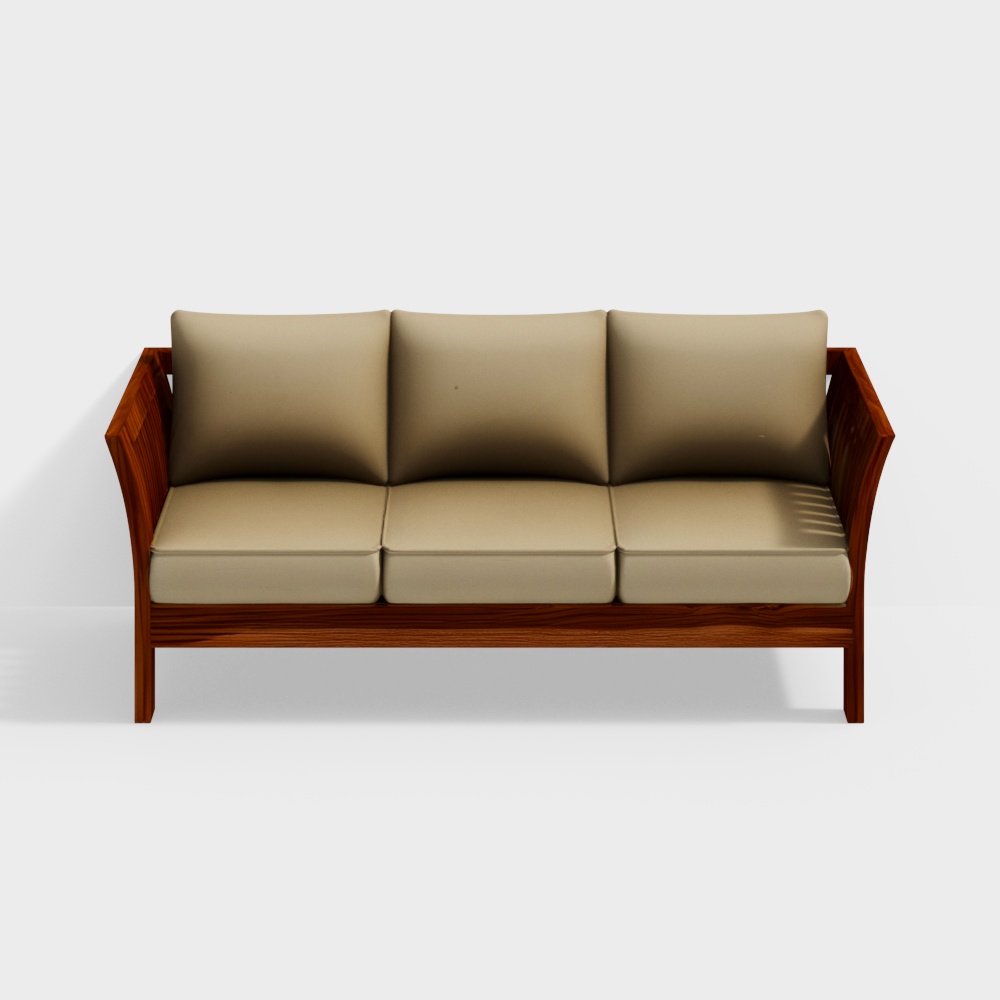 Raiden 3 Seater Wooden Sofa