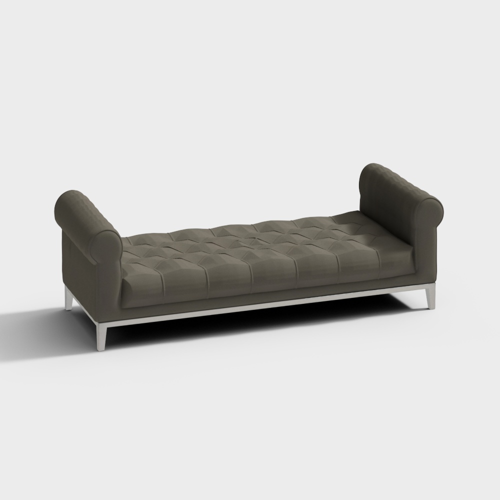 Italia Chesterfield Bench with Tufted Seat - Metal Base