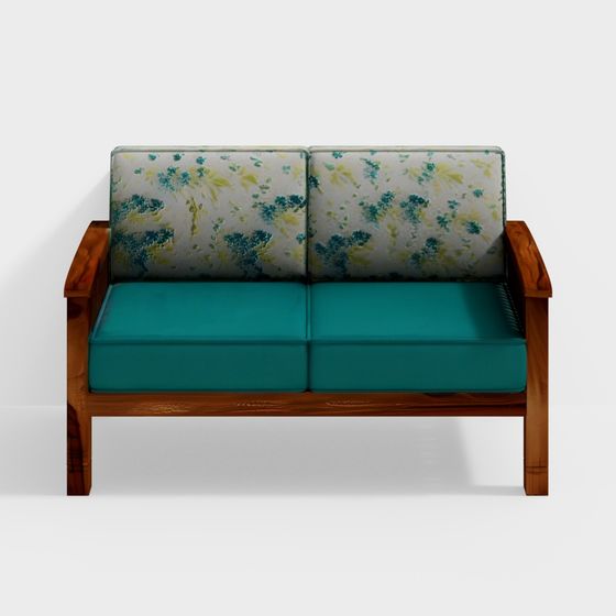 Elegant Low-Poly Floral Sofa 3D model
