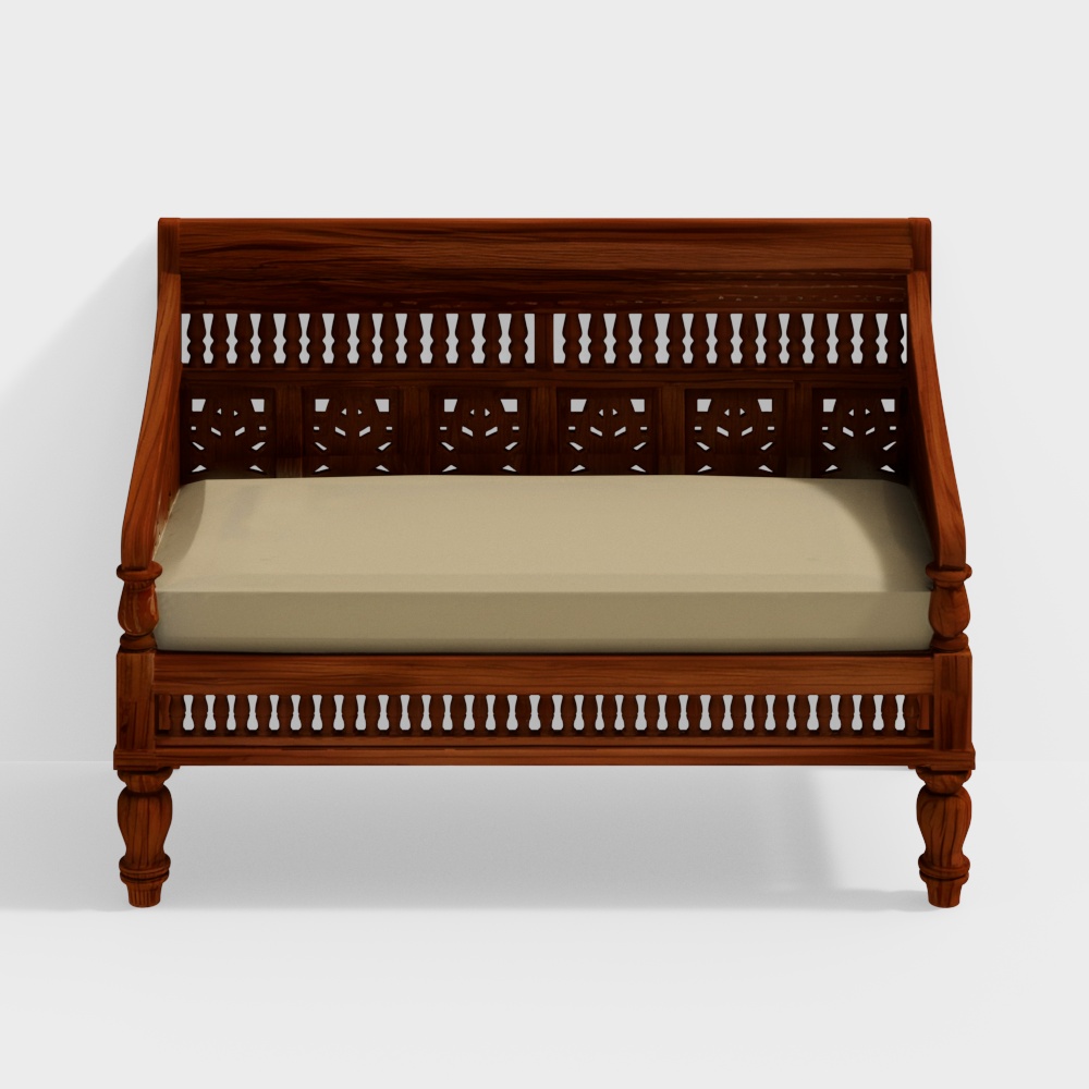 Alanis 2 Seater Wooden Sofa