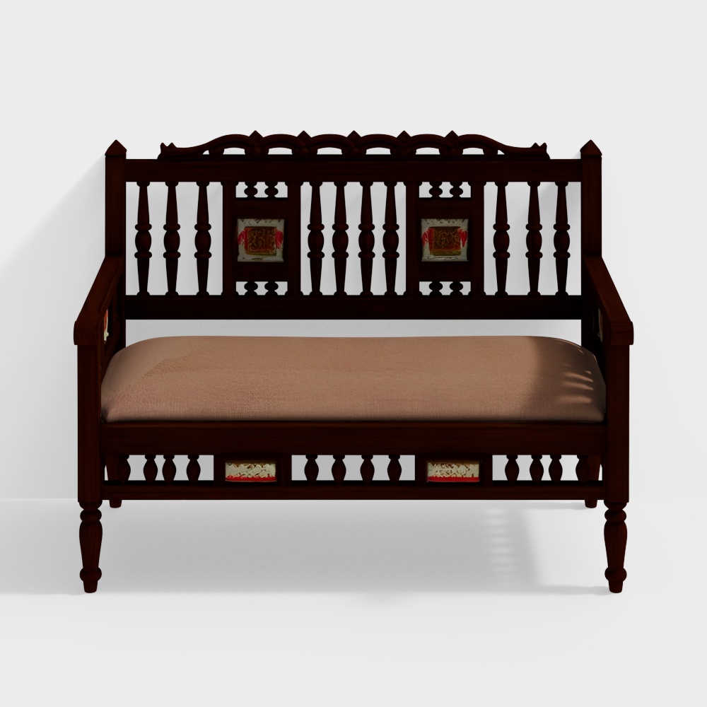 Mora Double Seater Teak Wood Sofa