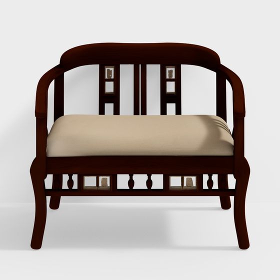 Vintage Wooden Armchair 3D model