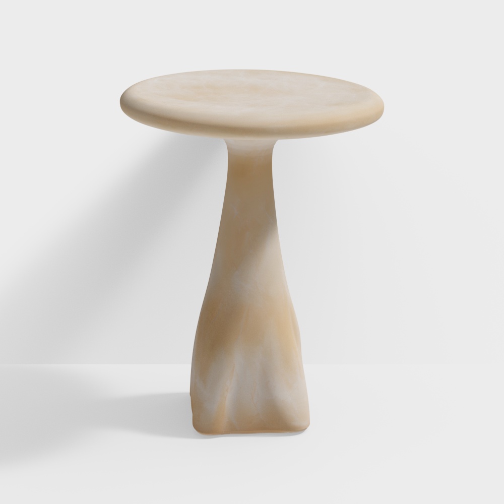 Espira Round Cream Marbled Resin Side Table
