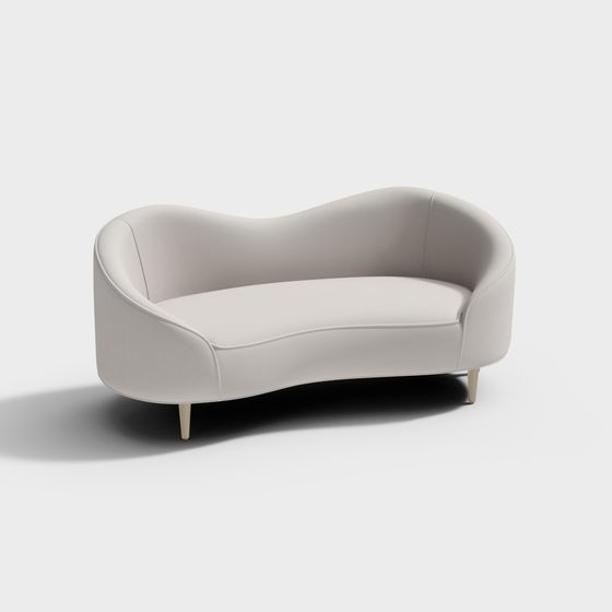 Stylish Curved Sofa 3D model for Contemporary Spaces