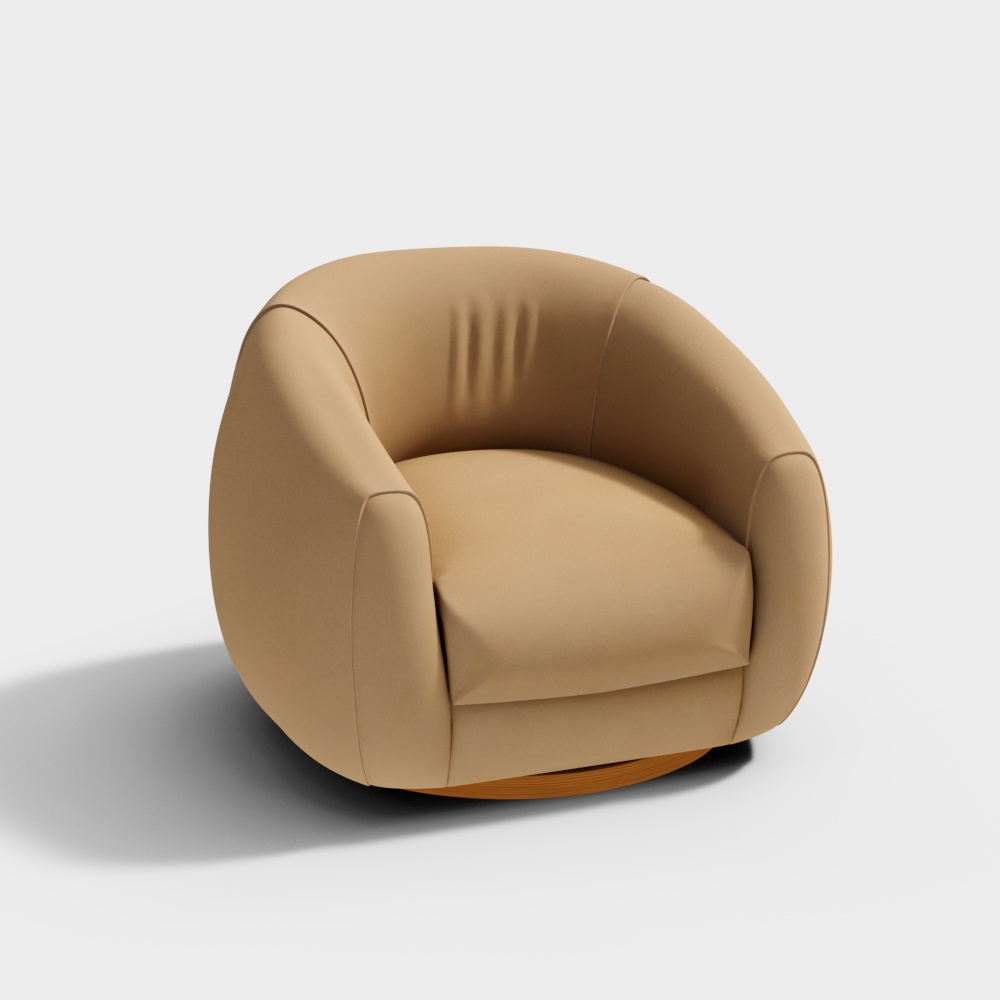 Sedia girevole in pelle marrone caramello Laszlo