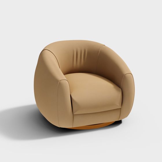 Sedia girevole in pelle marrone caramello Laszlo