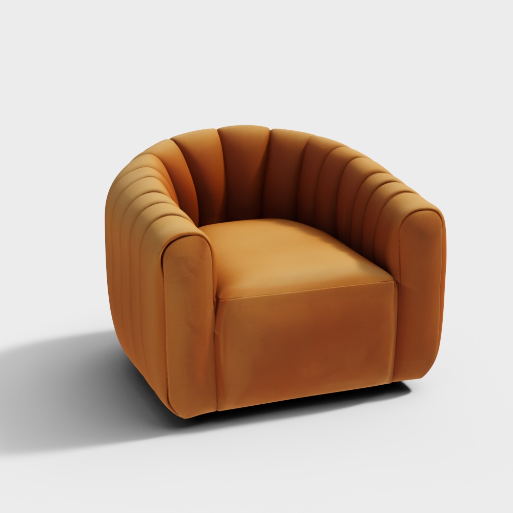 Sedia girevole in velluto ruggine a canali Fitz