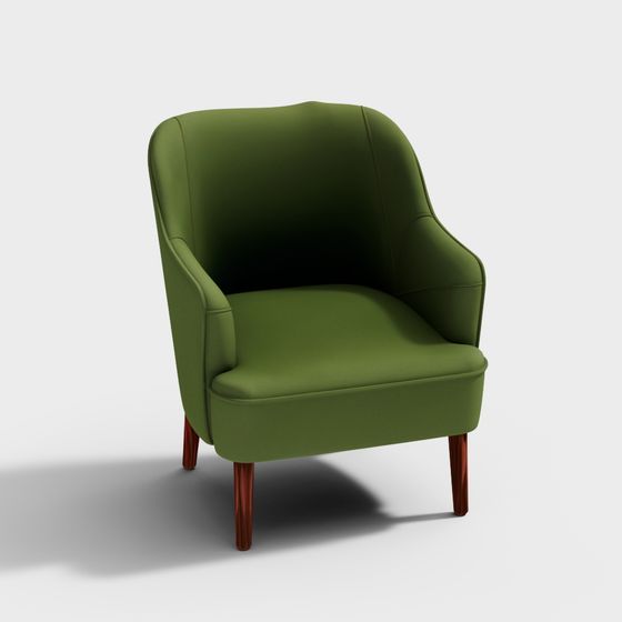 Elegant Low Poly Olive Green Armchair 3D model