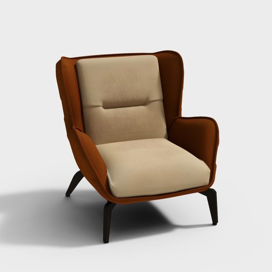 Elegant Cozy Wing Chair 3D model for Vibrant Spaces