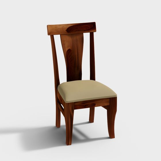 ScandinavianStyle Wooden Chair 3D Model