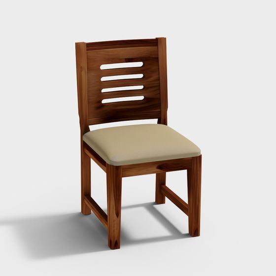 Elegant Minimalist Wooden Chair 3D model