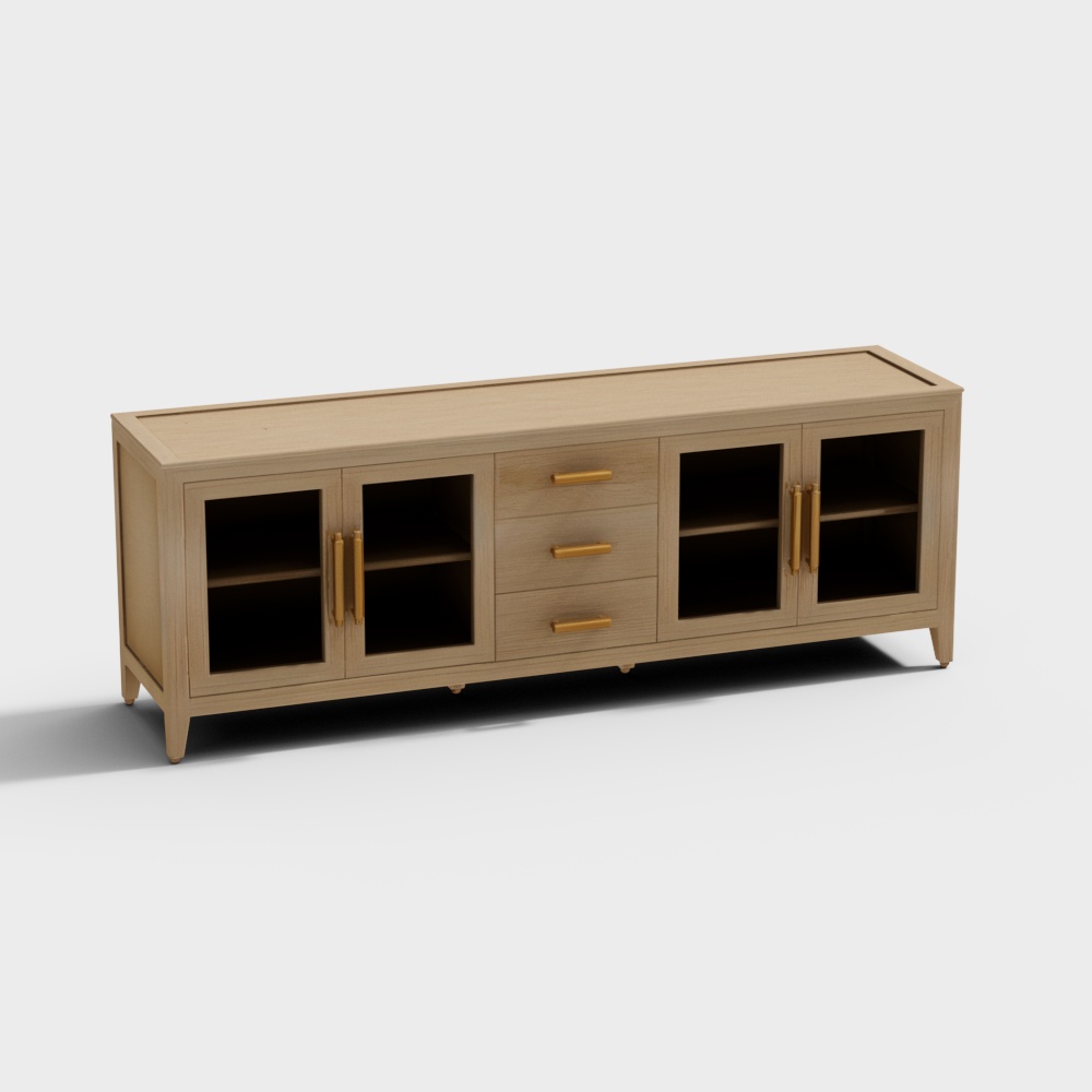 Clairemont Natural Wood Storage Media Console