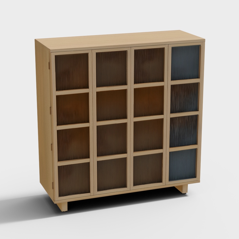 Tansu Glass and Oak Storage Display Cabinet