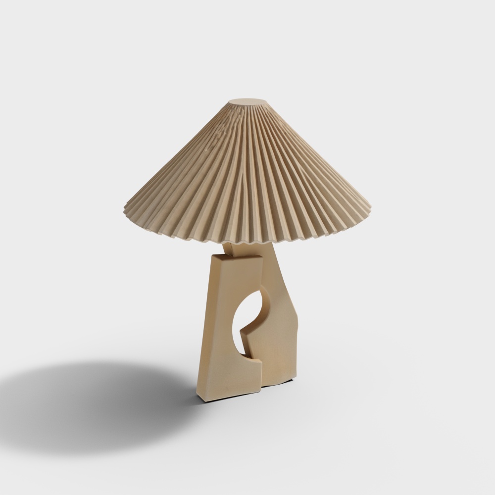 Đèn bàn điêu khắc gốm màu kem Ruins