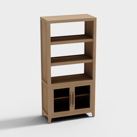 Stylish Low-Polygon Bookshelf 3D model