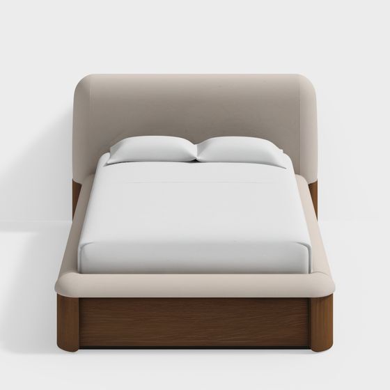 巴勒莫木質與簾布二抽屜女王儲物床