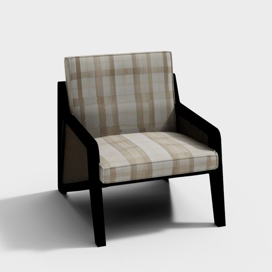 Cozy Plaid Armchair 3D model for Warm Interiors