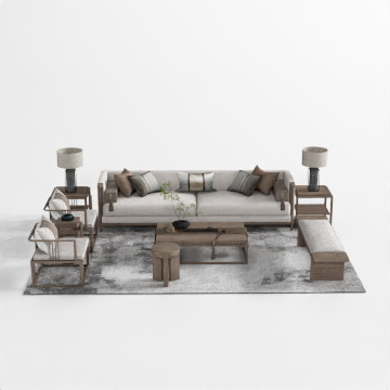 Urban Living Room Set 3D Model – Low-Poly Modern Sofa