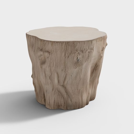 Rustic Tree Stump Side Table 3D model