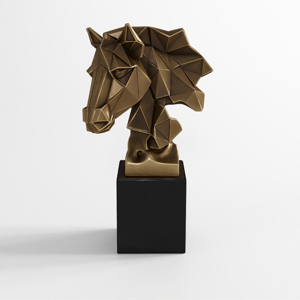 Chiseled Horse Bust Sculpture