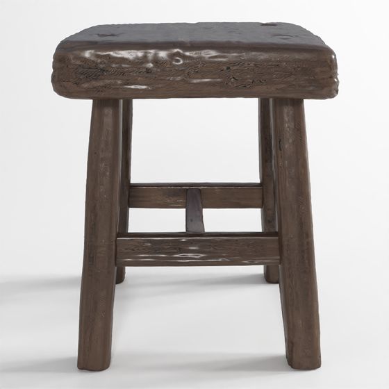 Vintage Wooden Stool 3D model