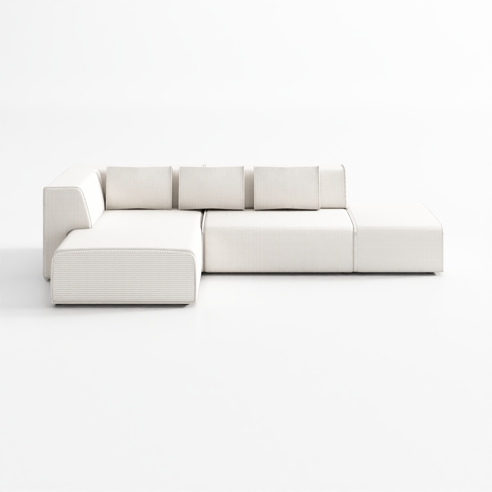 87401 Infinity Corner Sofa Ottoman Cord Cream Left
