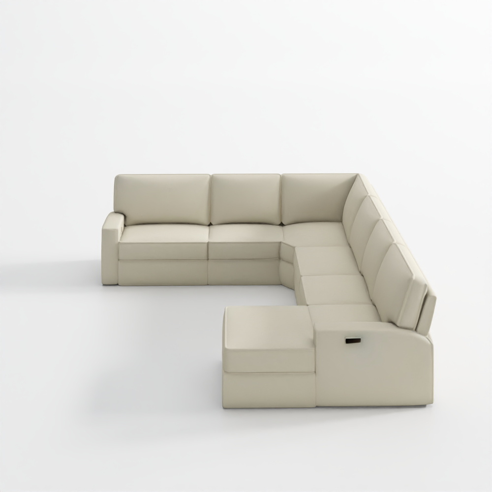 Sofá Reclinable Eléctrico en Forma de L de Brazo Cuadrado Moderno PB Comfort
