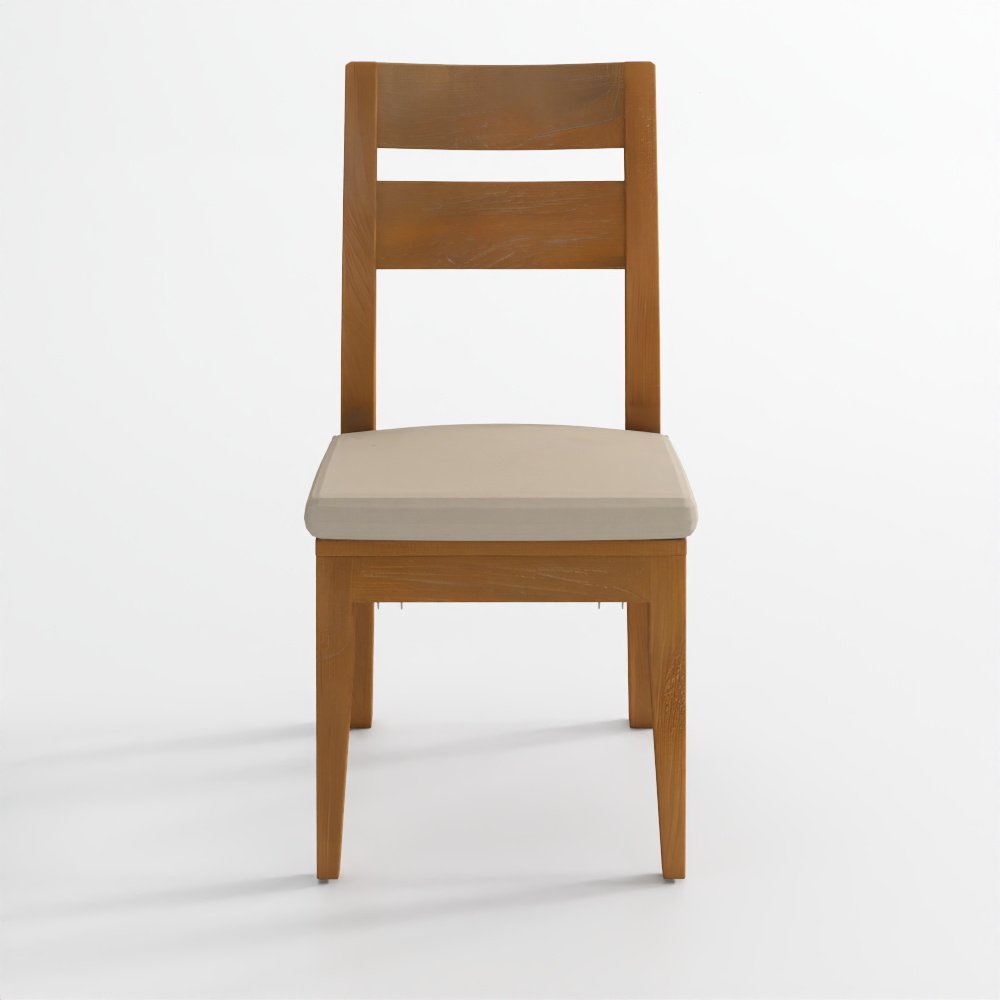 เก้าอี้ข้างโต๊ะอาหารไม้สีน้ำตาลอ่อน Basque พร้อมเบาะธรรมชาติ