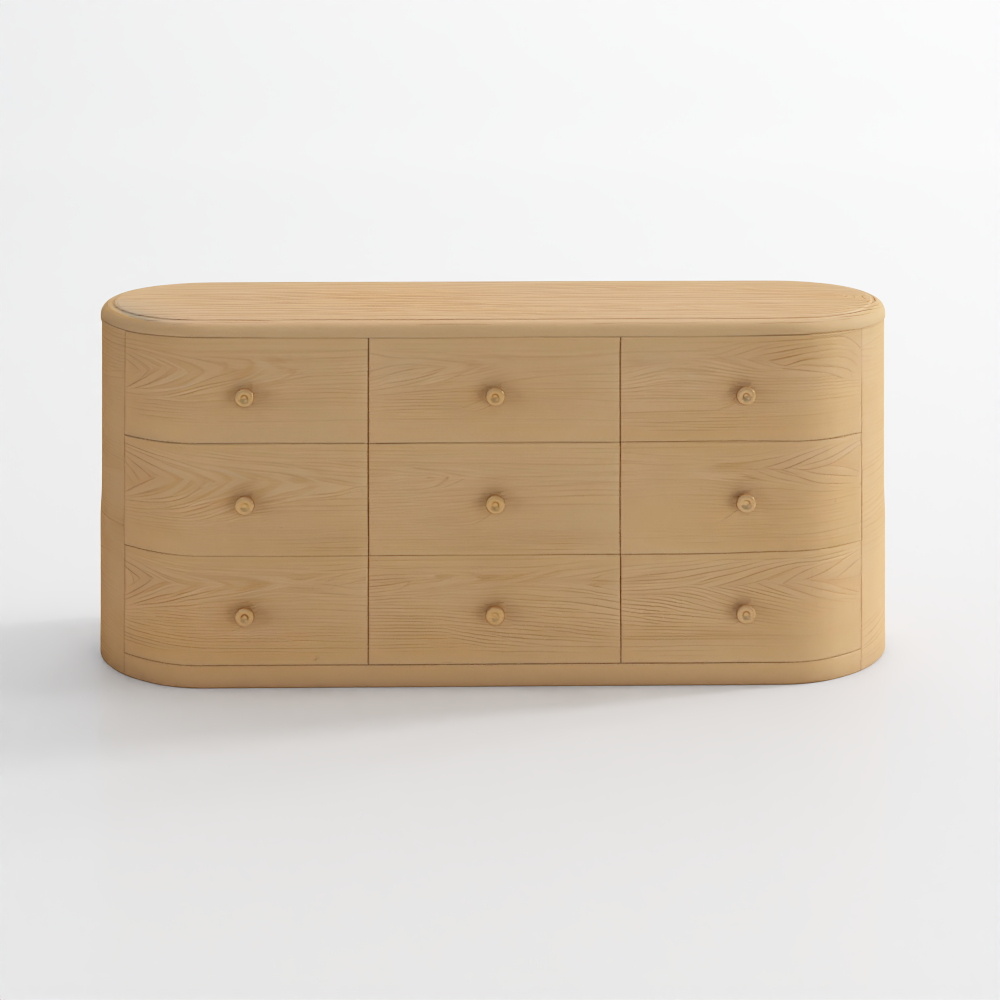 Anneli Natürliche Eichenholz 9-Schubladen-Kommode