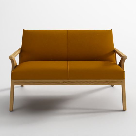 Cavett Ash Wood Leather Loveseat