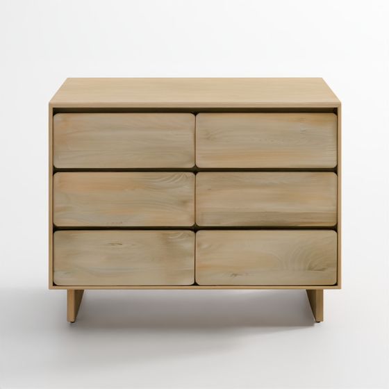 Commode étroite à 6 tiroirs en bois massif Anton