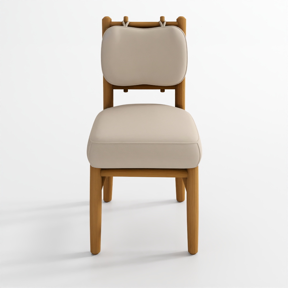 Pierre light brown oak wood linen upholstered dini