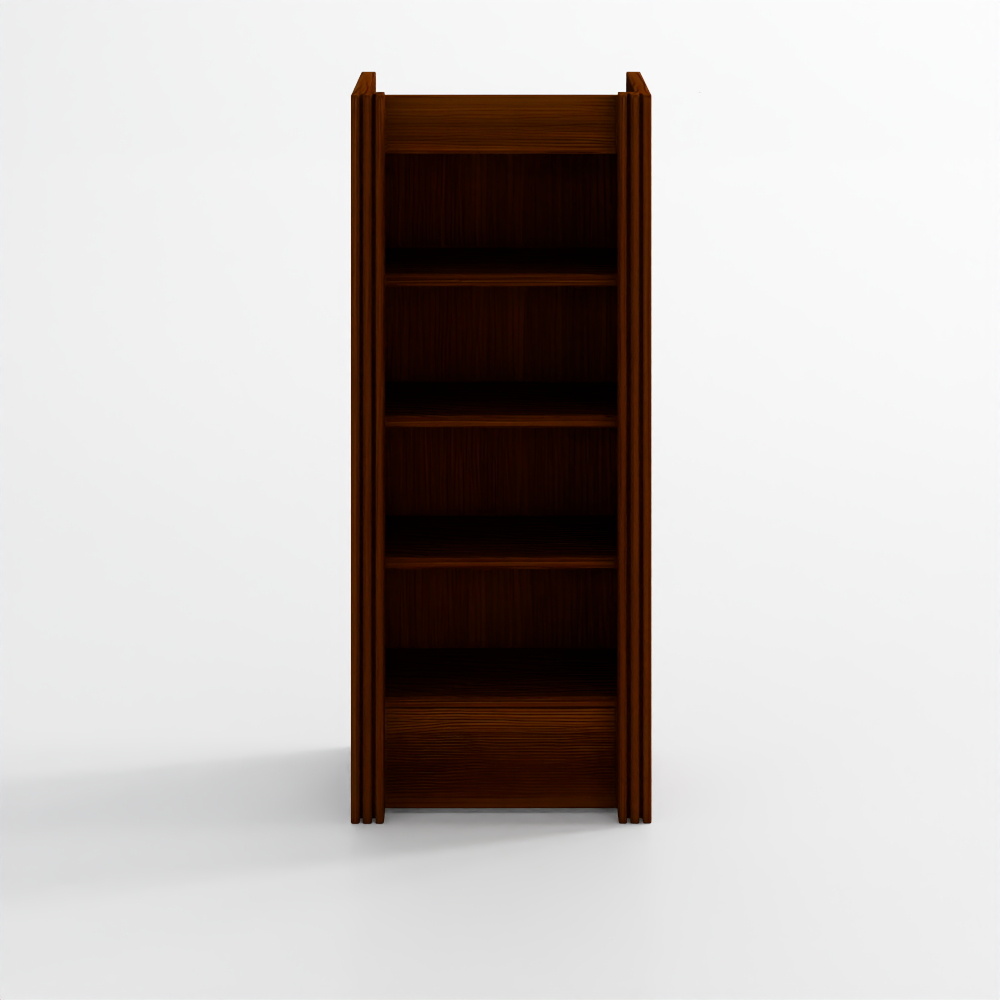 Siena walnut wood 4-shelf storage bookcase