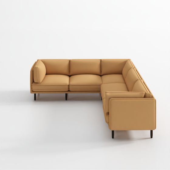 Wells leather 3-piece l-shaped sectional sofa