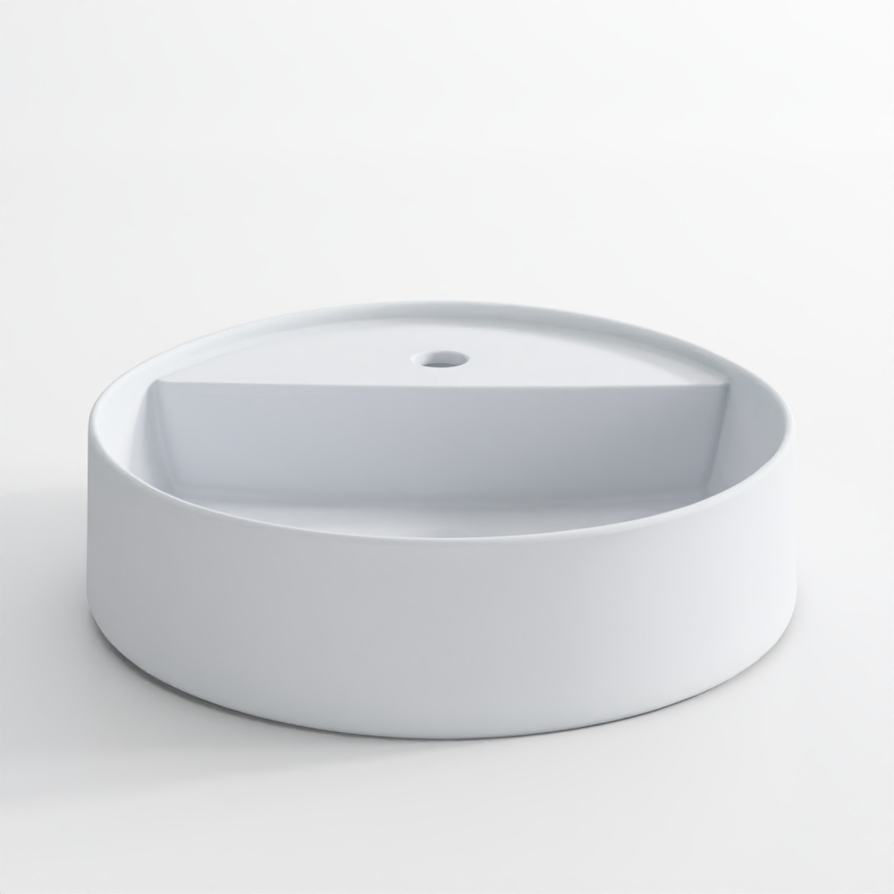 Thin rim table top basin - round