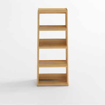 Stylish Low-Poly Bookshelf 3D Model with Golden Accents