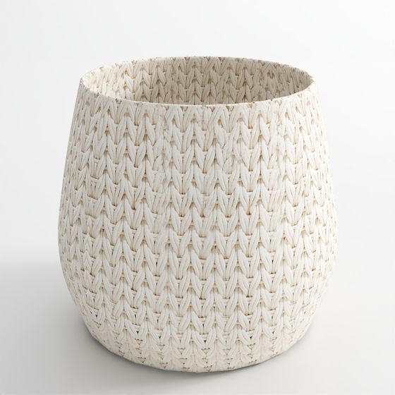 Crate & Barrel - Rulon White Large Blanket Basket