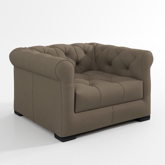 Modena Chesterfield Leather Chair With Tufted Cush