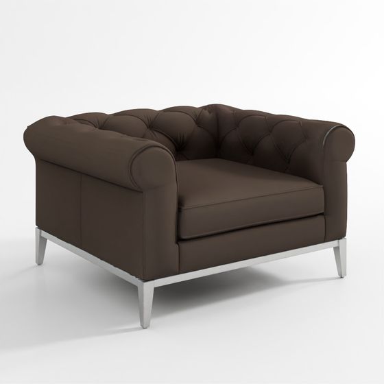 Italia Chesterfield Leather Chair - Metal Base