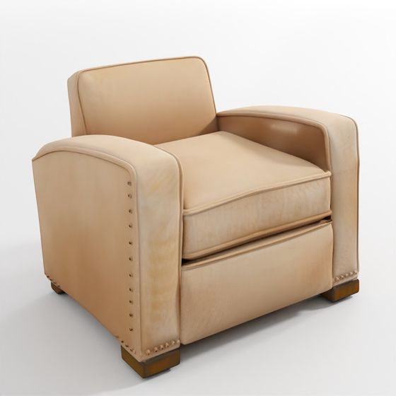 Кресло с кожей на шкуре для библиотеки