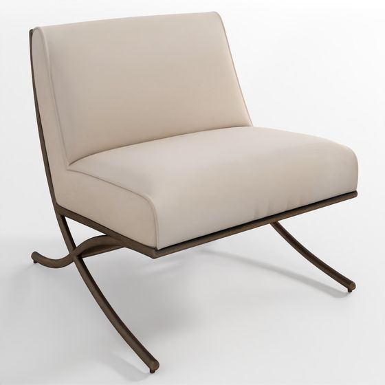 Poltrona Slipper in Pelle Thaddeus con Base a X