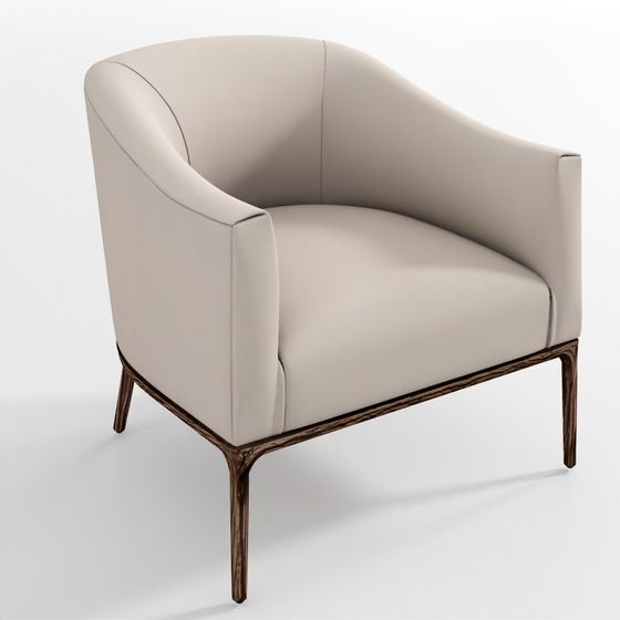 Кожаное кресло Таддеус с округлыми спинкой и наклонными подлокотниками