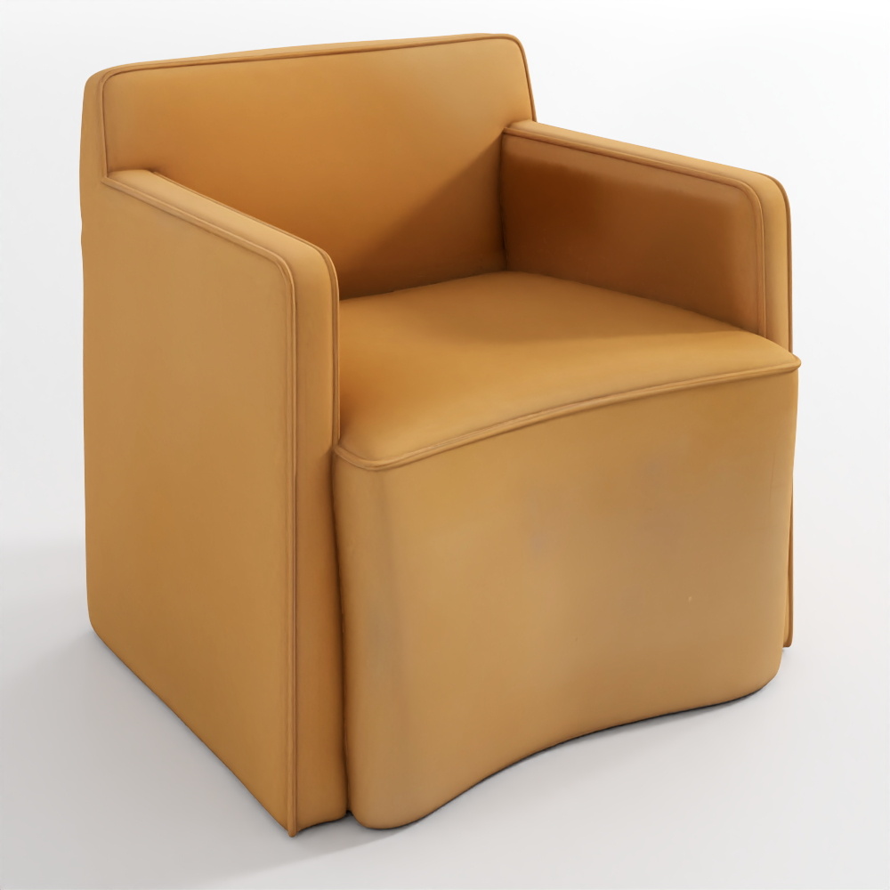 Aurelie Track Arm Leather Swivel Chair